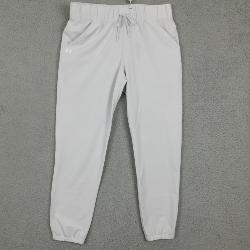 Under Armour Womens Fusion Pants Loose Tapered Halo Gray Pull On High Rise M New